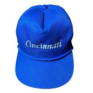 Vintage Cincinnati Dad Cap Rope Brim Snapback Blue New Old Stock? /  EUC Clean!